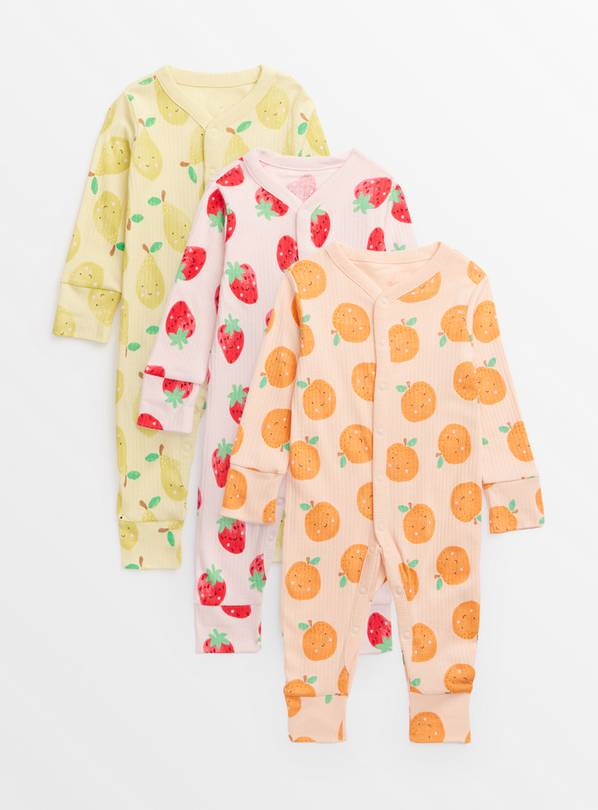 Fruit Print Footless Sleepsuits 3 Pack Up to 1 mth